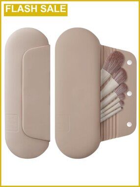 Soft Silicone Makeup Brush Holder Large Travel Cosmetic Bag Magnetic Clasp
